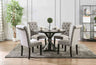 Alfred Rustic Dining Collection - 48" Round & 72" Trestle Tables, Button-Tufted Chairs & Bench in Antique Black – Black & Gray, view 2