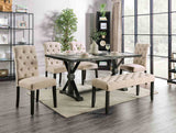 Alfred Rustic Dining Collection - 6pcs- Trestle Table + 4 Side Chairs + Bench