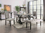 Alfred Rustic Dining Collection - 6pcs- Trestle Table + 4 Side Chairs + Bench