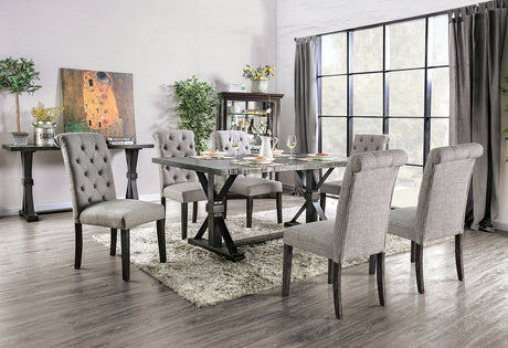 Alfred Rustic Dining Collection - 7pcs- Trestle Table + 6 Side Chairs