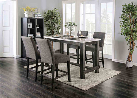 Brule Counter Height Dining Table & Set - 5pcs- Counter Table + 4 Gray Chairs