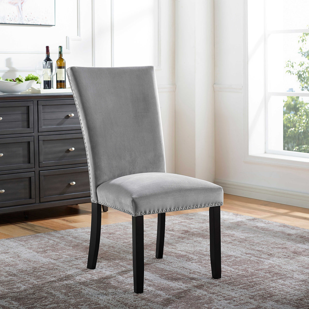 Kian Contemporary 70" Marble Top Dining Table & Set - 2 Side Chairs - Light Gray