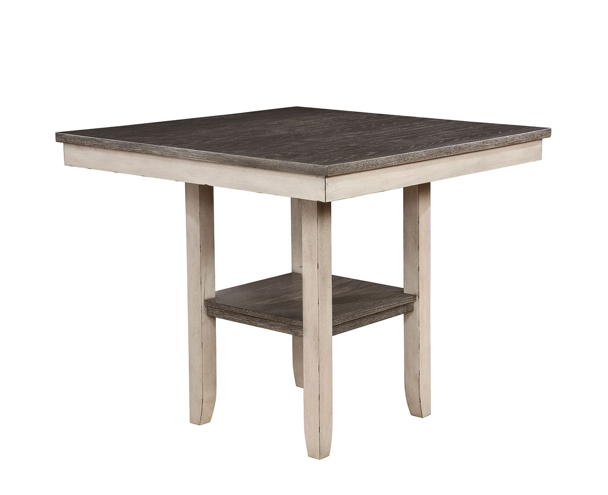Ann Rustic 5-Piece Counter Height Dining Set - Plank Top, Open Shelf & Antique White/Gray – White & Gray, view 4