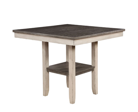 Ann Rustic 5-Piece Counter Height Dining Set - Plank Top, Open Shelf & Antique White/Gray – White & Gray, view 4