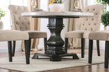 Elfredo Rustic 48" Round Marble Top Dining Table & 5-Piece Set - Scroll Back Chairs in White & Antique Black – White & Black, view 3