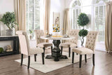 Elfredo Rustic 48" Round Marble Top Dining Table & 5-Piece Set - Scroll Back Chairs in White & Antique Black – White & Black, view 2