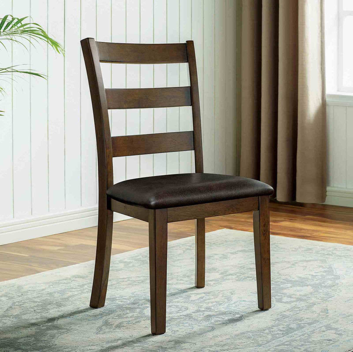 Gracefield Transitional 5-Piece Square Dining Set - 36" Table & Padded Leatherette Chairs in Walnut – Brown, view 4