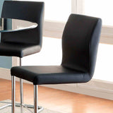 Lodia Contemporary Counter Height Chairs, Set of 2 - Padded Leatherette & Chrome Legs in Black – Black & Silver, view 2