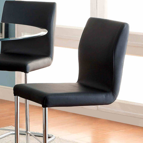 Lodia Contemporary Counter Height Chairs, Set of 2 - Padded Leatherette & Chrome Legs in Black – Black & Silver, view 2