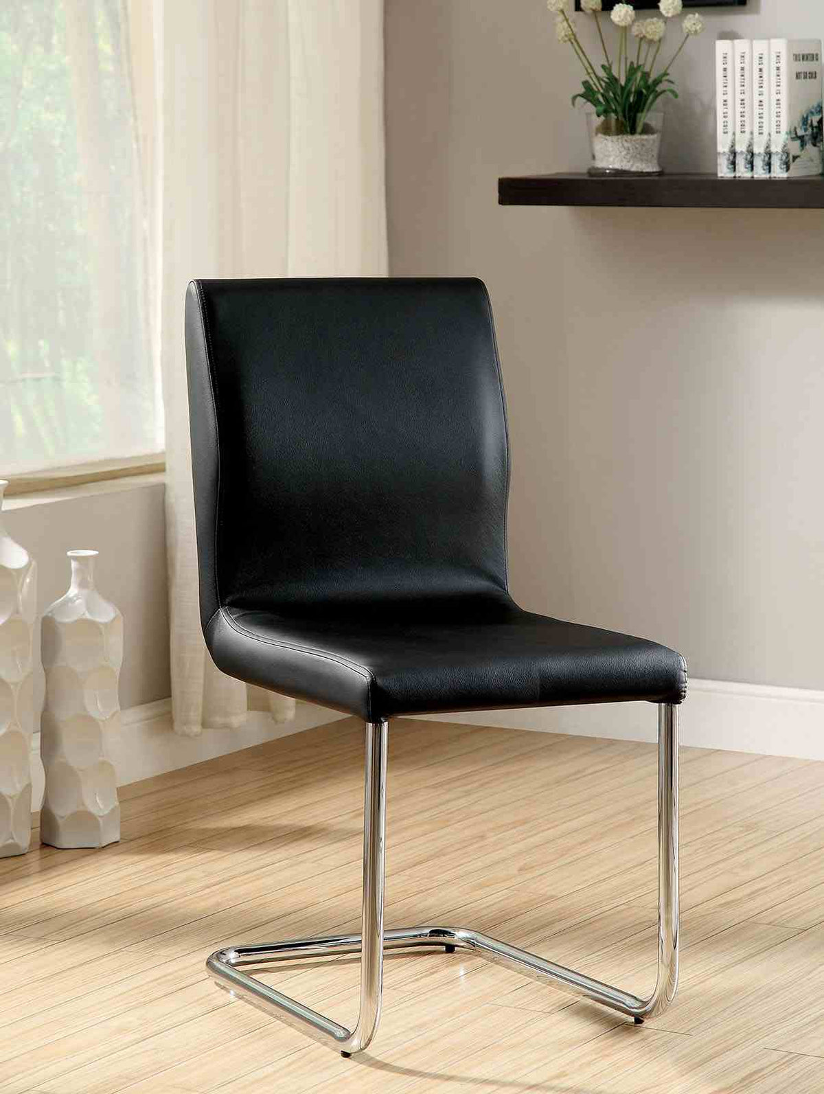 Lodia I Contemporary Glass Top Dining Table & Chairs - 2 Side Chairs