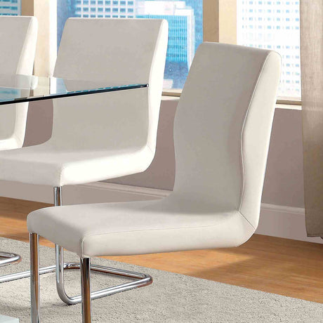 Lodia I Contemporary Glass Top Dining Table & Chairs - Chrome Accents & White or Black Leatherette – White & Black, view 4