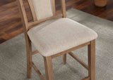 Upminster Transitional Counter Height Chairs, Set of 2 - Fabric Upholstered Seat & Natural Tone – Natural & Beige, view 2