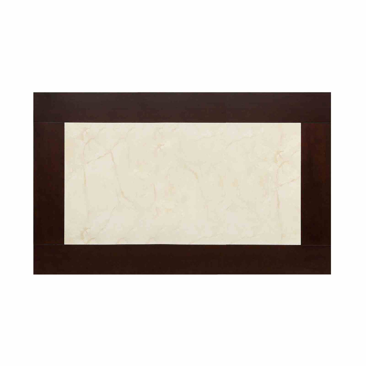 Brent Transitional 64" Faux Marble Top Dining Table & Set - Padded Ivory Chairs & Dark Cherry Finish – Brown & Beige, view 2