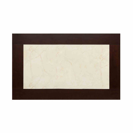 Brent Transitional 64" Faux Marble Top Dining Table & Set - Padded Ivory Chairs & Dark Cherry Finish – Brown & Beige, view 2