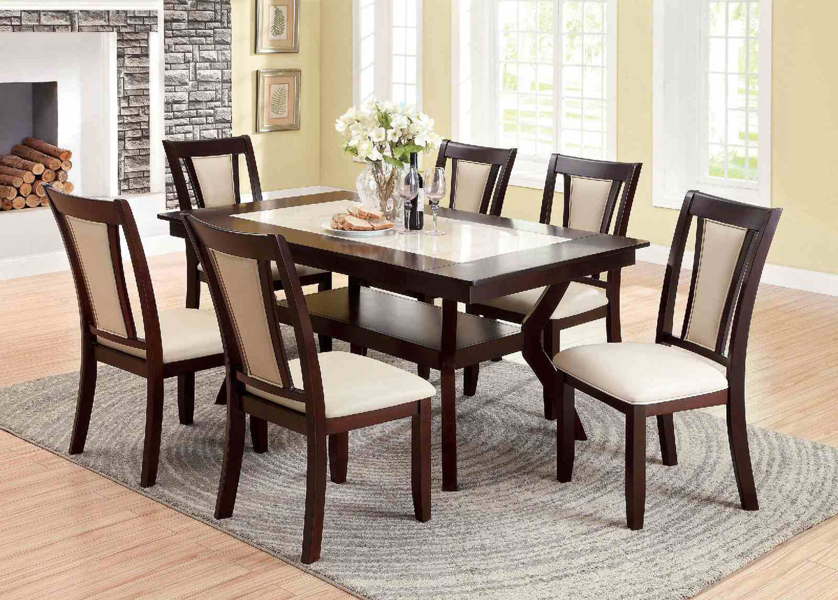 Brent Transitional 64" Faux Marble Top Dining Table & Set - Table Only (64")