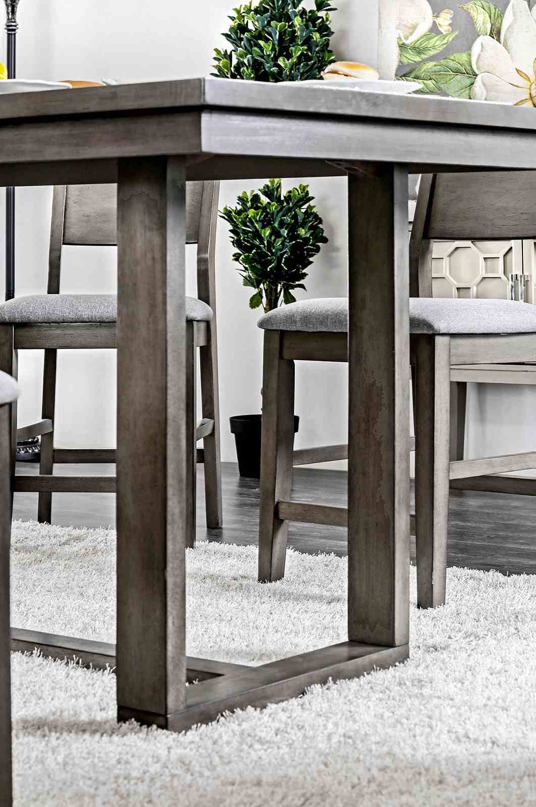 Anton Transitional Counter Height Dining Set - 66" Table with Panel Back Chairs in Gray & Light Gray – Gray, view 5