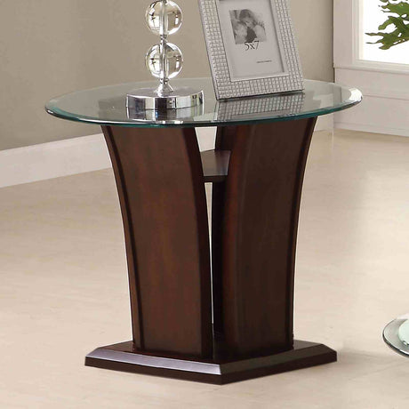 Manhattan IV Contemporary Coffee, End & Sofa Tables - Beveled Glass Top in Brown Cherry – Brown, view 5