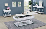 Titus Contemporary High Gloss White & Chrome Occasional Tables - End Table or Sofa Table – White & Silver, view 3