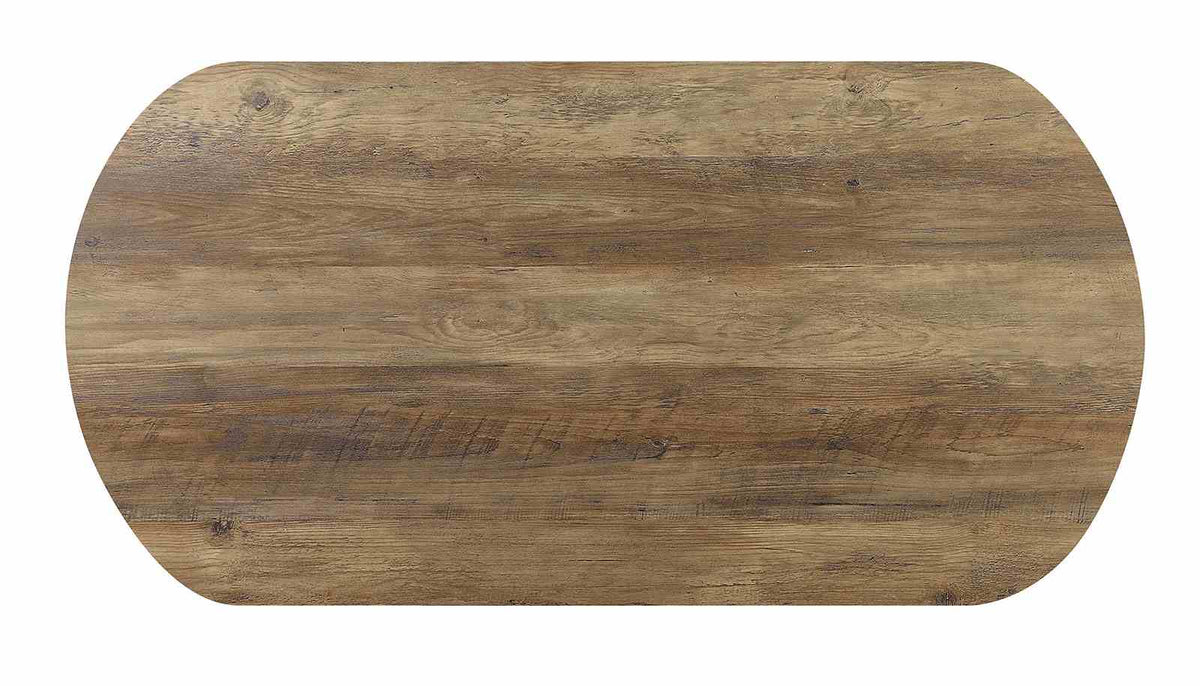 Olbia Industrial Coffee Table Set & Sofa Table - U-Shaped Steel Base in Rustic Oak & Sand Black – Brown & Black, view 4