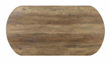 Olbia Industrial Coffee Table Set & Sofa Table - U-Shaped Steel Base in Rustic Oak & Sand Black – Brown & Black, view 4