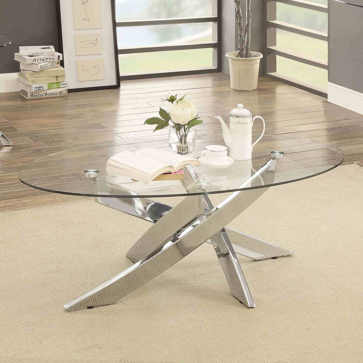 Laila Contemporary Glass Coffee & End Table - Coffee Table