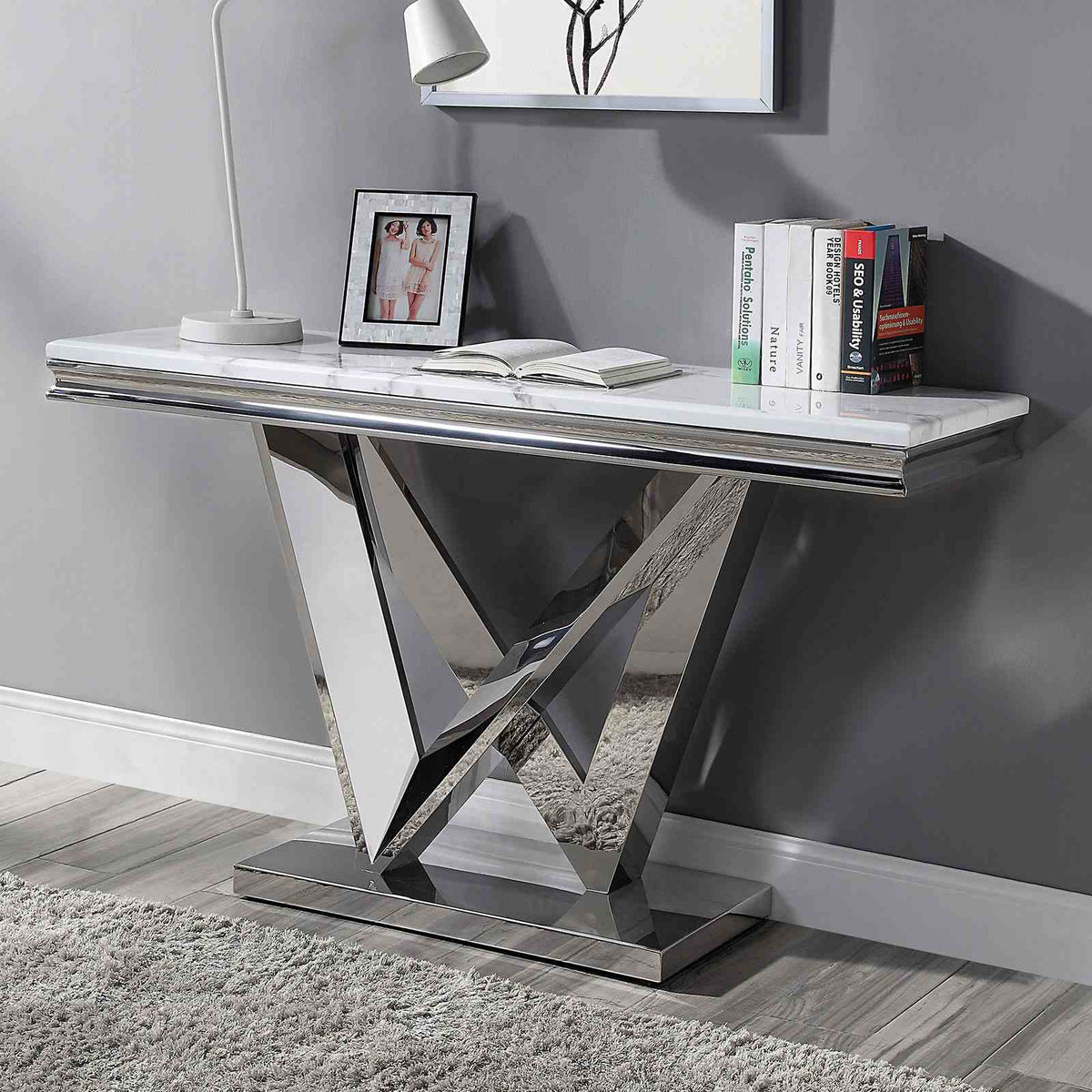 Villarsglane Glam Faux Marble Occasional Tables - Sofa Table