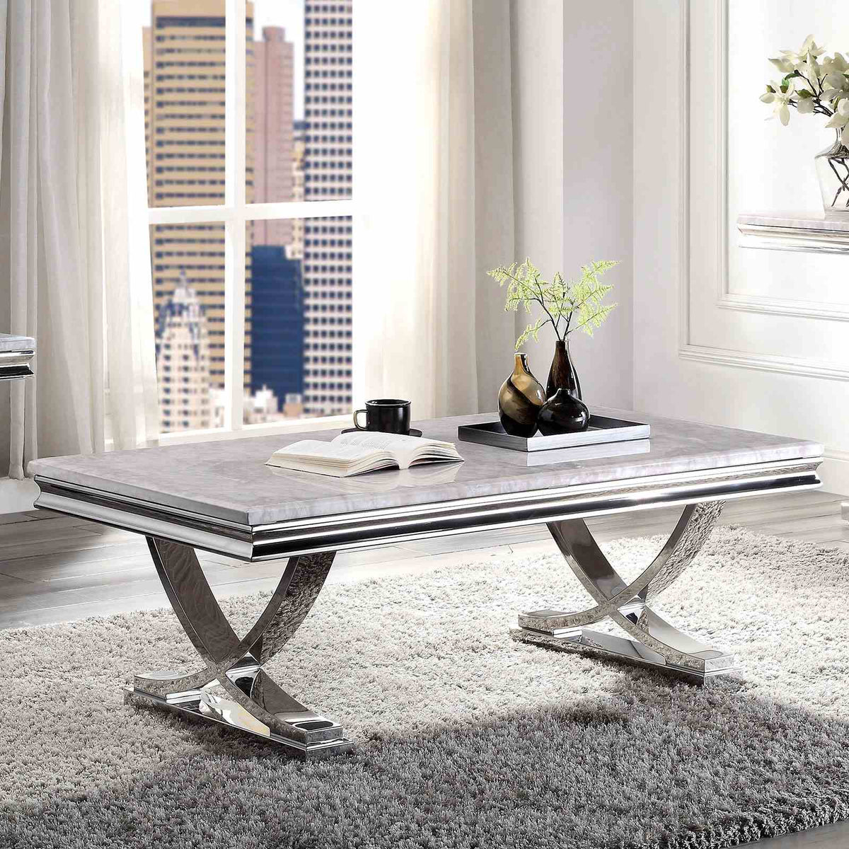 Wettingen Glam Faux Marble Coffee, End & Sofa Tables - Coffee Table