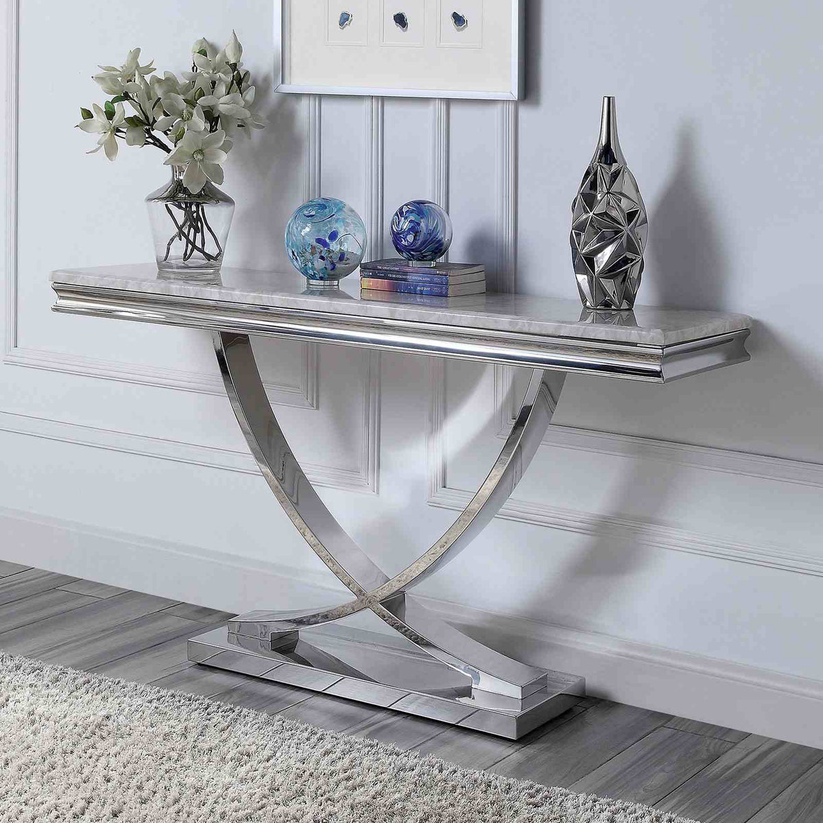 Wettingen Glam Faux Marble Coffee, End & Sofa Tables - Sofa Table