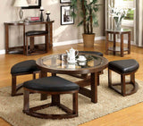 Crystal Cove II Round Coffee Table with 4 Nesting Stools - Beveled Glass Top in Dark Walnut – Brown, view 2