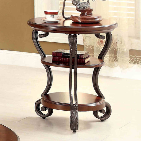 May Traditional Occasional Tables with Glass Top & Scroll Legs - Side Table