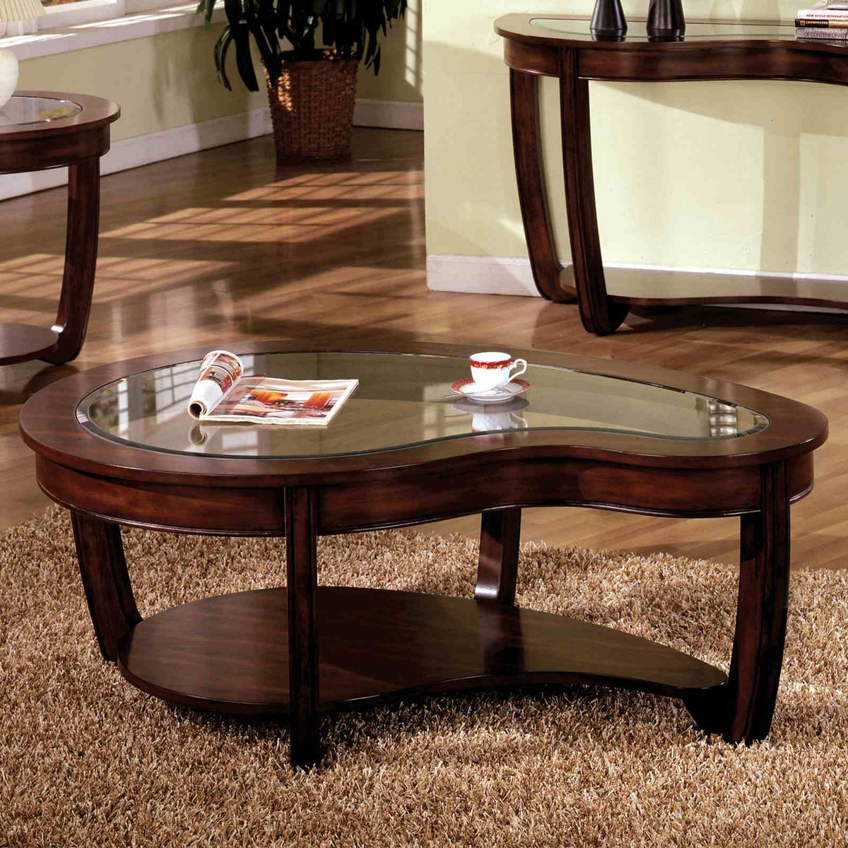 Crystal Falls Transitional Occasional Tables with Beveled Glass Top - Coffee Table