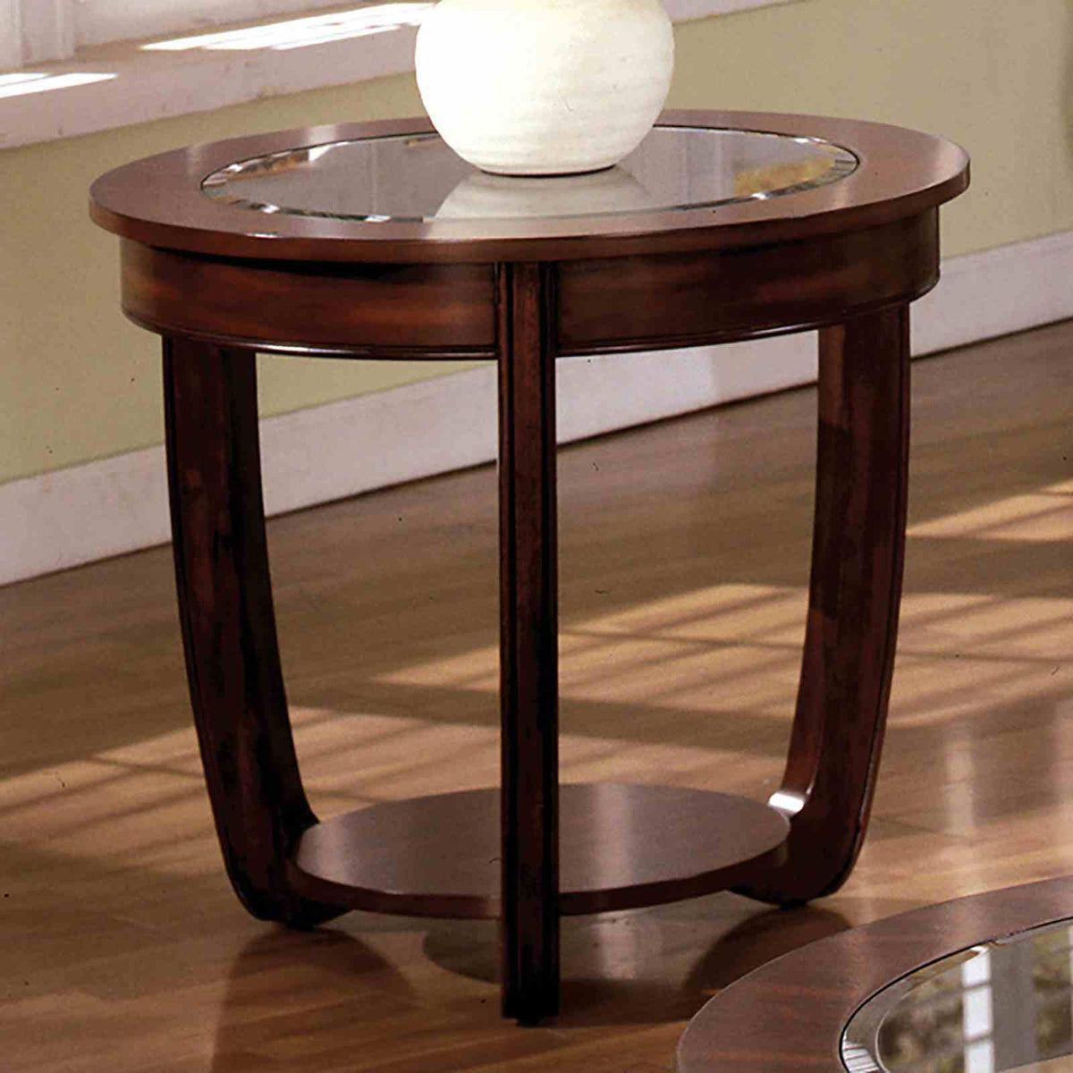Crystal Falls Transitional Occasional Tables with Beveled Glass Top - End Table