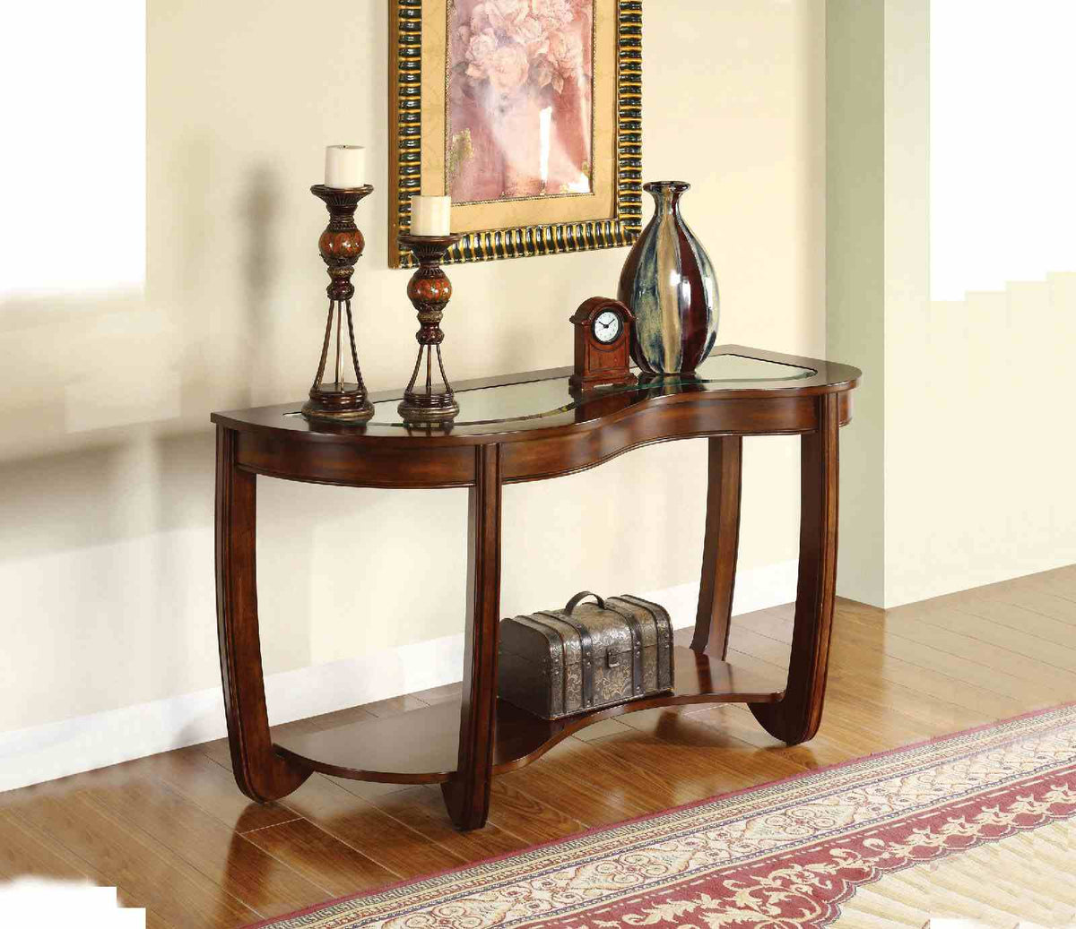 Crystal Falls Transitional Occasional Tables with Beveled Glass Top - Sofa Table