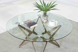 Alvise Contemporary Champagne End Table - Satin-Plated Steel with 8mm Tempered Glass – Gold, view 3