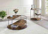 Orrin Industrial Coffee & End Table - 3-Tier Gray Steel Frame with Walnut-Look Shelves – Gray & Brown, view 3