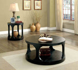 Carrie Transitional Round Coffee & End Table with Open Shelf - Antique Black – Black, view 3