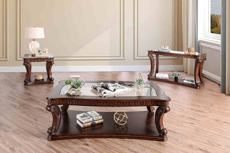 Walworth Traditional Carved Display Occasional Tables - Coffee, End & Sofa Table in Dark Oak – Brown, view 4