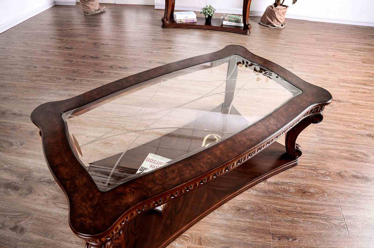 Walworth Traditional Carved Display Occasional Tables - Coffee, End & Sofa Table in Dark Oak – Brown, view 5