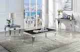 Wetzikon Glam Stainless Steel & Glass Occasional Tables - Coffee, End & Sofa Table – Black & White, view 7