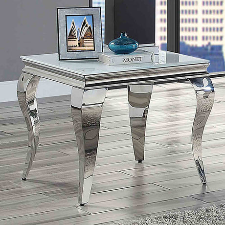 Wetzikon Glam Stainless Steel & Glass Occasional Tables - End Table