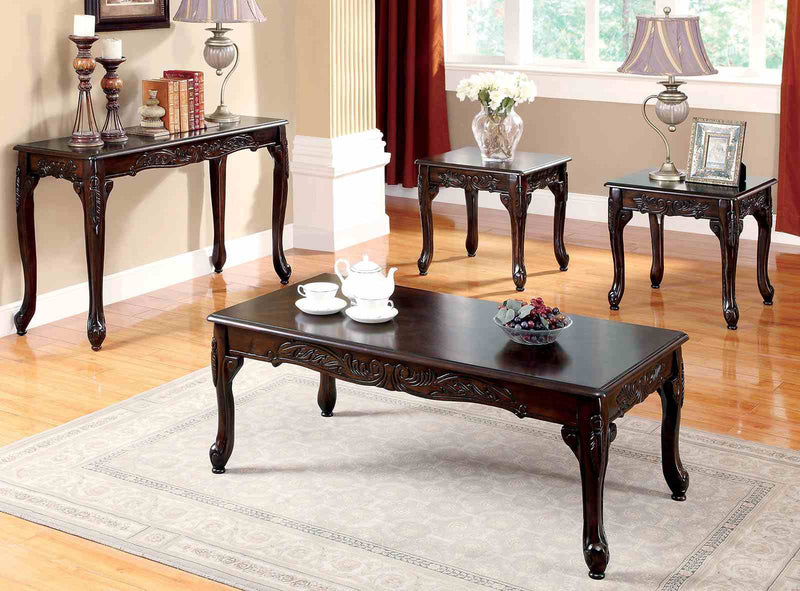 Cheshire Traditional Coffee Table Set & Sofa Table - Cabriole Legs in Dark Cherry