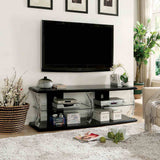 Ernst Contemporary 60" TV Stand - High Gloss Lacquer with Acrylic Posts & Glass Shelf – Black & White, view 3