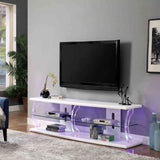 Ernst Contemporary 60" TV Stand - High Gloss Lacquer with Acrylic Posts & Glass Shelf – Black & White, view 5