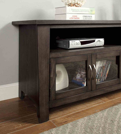 Alma Transitional TV Stand - Dual Cabinets, Tempered Glass & Open Shelves in Gray – Gray, view 3