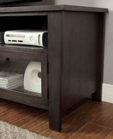 Alma Transitional TV Stand - Dual Cabinets, Tempered Glass & Open Shelves in Gray – Gray, view 6