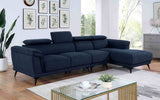Napanee Contemporary Right-Chaise Sectional & Armless Chaise Chair - Adjustable Headrests in Navy or Dark Gray – Blue & Gray, view 2