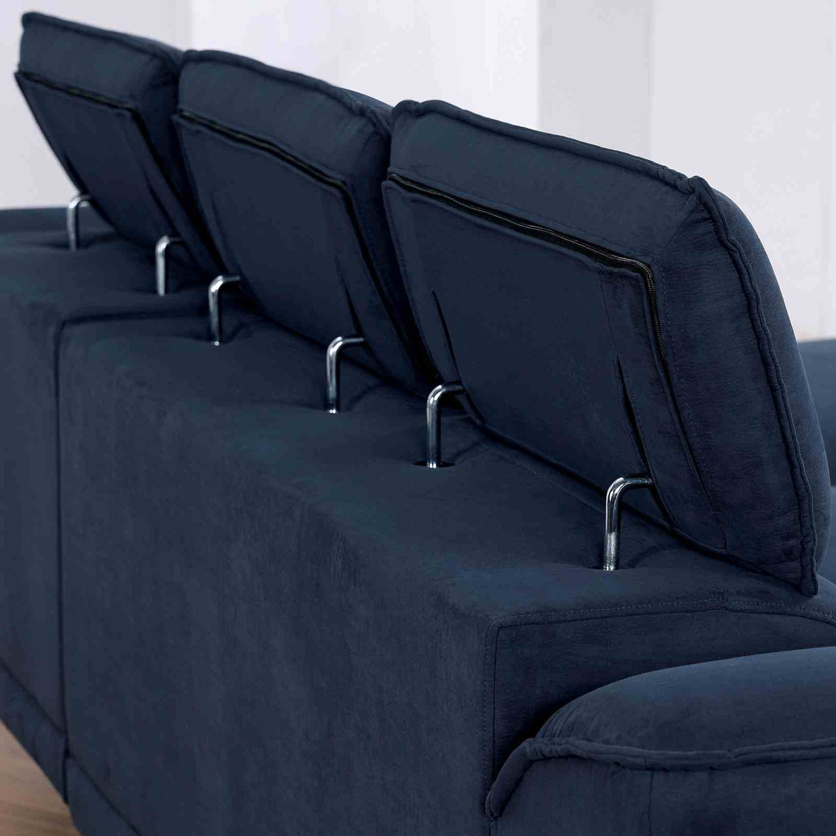 Napanee Contemporary Right-Chaise Sectional & Armless Chaise Chair - Adjustable Headrests in Navy or Dark Gray – Blue & Gray, view 7