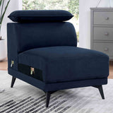 Napanee Contemporary Right-Chaise Sectional & Armless Chaise Chair - Adjustable Headrests in Navy or Dark Gray – Blue & Gray, view 3
