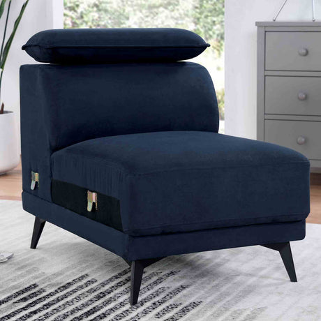 Napanee Contemporary Right-Chaise Sectional & Armless Chaise Chair - Adjustable Headrests in Navy or Dark Gray – Blue & Gray, view 3