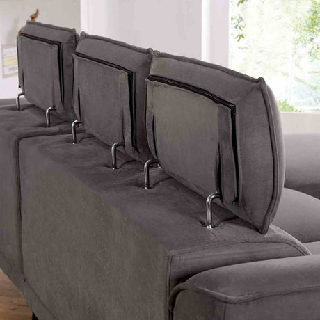 Napanee Contemporary Right-Chaise Sectional & Armless Chaise Chair - Adjustable Headrests in Navy or Dark Gray – Blue & Gray, view 9